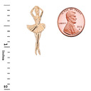 Solid Yellow Gold Ballerina Dancer Pendant Necklace