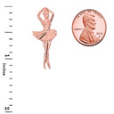 Solid Rose Gold Ballerina Dancer Pendant Necklace