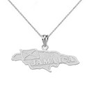 Solid White Gold Jamaica Map Pendant Necklace