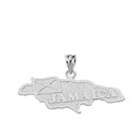 Solid White Gold Jamaica Map Pendant Necklace