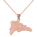 Solid Rose Gold R.P Dominicana  Map Pendant Necklace