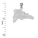 Solid White Gold R.P Dominicana  Map Pendant Necklace