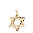 Textured Star of David Pendant Necklace in Solid Gold (Yellow/Rose/White)