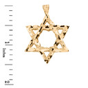 Textured Star of David Pendant Necklace in Solid Gold (Yellow/Rose/White)