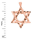 Solid Rose Gold Textured Star of David Pendant Necklace