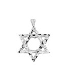 Sterling Silver Textured Star of David Pendant Necklace