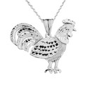 White  Gold Rooster Pendant Necklace