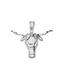 Sterling Silver Diamond Cut Ox Head Pendant Necklace