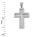 Sterling Silver Cubic Zirconia Cubic Link Chain Cross Pendant Necklace