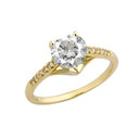 Genuine Stone & Diamond Engagement and Proposal Ring in Gold (Available in Yellow/Rose/White Gold)