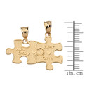 Her One His Only Break Apart Puzzle  2 - Piece Pendant Necklace in Solid Gold (Yellow/Rose/White)