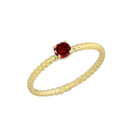 Gold Personalized Genuine Gemstone Rope Engagement Ring