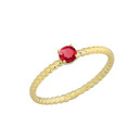 Yellow Gold Personalized Genuine Ruby Gemstone Rope Engagement Ring