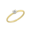 Yellow Gold Personalized Clear Gemstone Rope Engagement Ring