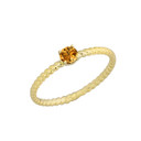 Yellow Gold Personalized Genuine Citrine Gemstone Rope Engagement Ring