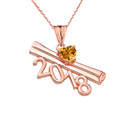 2018 Graduation Diploma Personalized Birthstone CZ Pendant Necklace In Rose  Gold