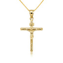 Gold Dainty Crucifix Cross (INRI) Pendant Necklace (Available in Yellow/Rose/White Gold