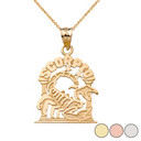Zodiac Scorpio Pendant Necklace in Solid Gold (Yellow/Rose/White)