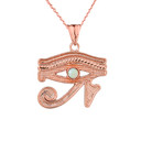 Rose Gold Egyptian Eye of Horus Wedjet Opal Center Stone Pendant Necklace