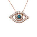 14K Gold Diamond and Sapphire Evil Eye Necklace (Available in Yellow/Rose/White Gold)