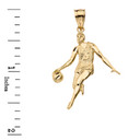 Sparkle Cut Basketball Player Pendant Necklace in Solid Gold (Yellow/Rose/White)