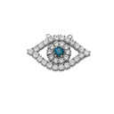 14K Diamond and Sapphire Evil Eye Necklace in White Gold