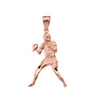 Sparkle Cut Football Player Pendant Necklace in Solid Gold (Yellow/Rose/White)