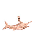 Solid Rose Gold Billfish Black Marlin Pendant Necklace