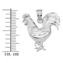 Solid White Gold Sparkle Cut Rooster Pendant Necklace