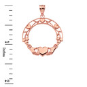 Solid Rose Gold Claddagh Wreath Pendant Necklace