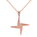 Solid Rose Gold  Irish St. Bridget's Christian Wall Cross Pendant Necklace