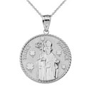 Gold Saint Patrick Clovers Medallion Pendant Necklace (Available in Yellow/Rose/White/Two/Tone)