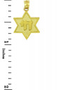 Jewish Charms and Pendants - Star of David with Chai Yellow Gold Pendant