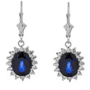 Princess Diana Inspired Halo LC Sapphire & Cubic Zirconia Earrings in 14K Gold (Available in Yellow/Rose/White)