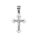 Dainty Greek Orthodox Crucifix Cross in White Gold