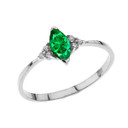 Unique May Emerald (LC) Marquise Promise/Proposal Ring in Gold (Available in Yellow/Rose/White Gold)