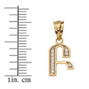Solid Yellow Gold Armenian Alphabet Diamond Initial "B" or "P" Pendant Necklace