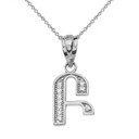 Solid White Gold Armenian Alphabet Diamond Initial "B" or "P" Pendant Necklace