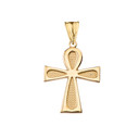 Sacred Ankh Cross Pendant Necklace in Yellow Gold