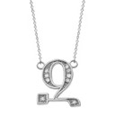 14K Solid White Gold Armenian Alphabet Diamond Initial "Z" Necklace