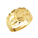 Yellow Gold Men's Symbol of Strength Nugget Ring