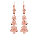 Rose Gold Hawaiian Plumeria Flower Drop Earrings
