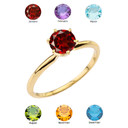 Yellow Gold Garnet  Dainty Solitaire Engagement Ring