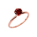 Rose Gold Garnet  Dainty Solitaire Engagement Ring