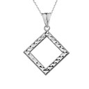 Chic Diamond Shape Pendant Necklace in Sterling Silver