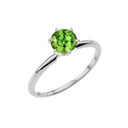 White Gold Peridot Dainty Solitaire Engagement Ring