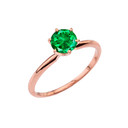 Rose Gold (LCE) Emerald  Dainty Solitaire Engagement Ring