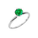 White Gold (LCE) Emerald  Dainty Solitaire Engagement Ring