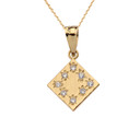 Yellow Gold Hammered Diamond Pendant Necklace