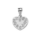 White Gold Hammered Diamond Heart Pendant Necklace